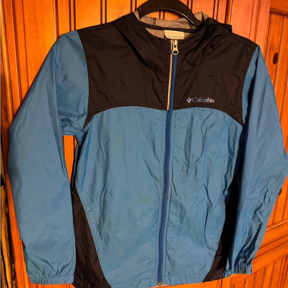Columbia Blue and Gray Rain Jacket